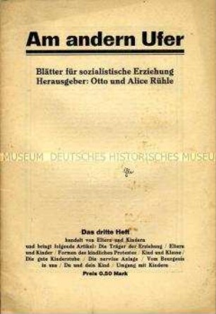 Heft 3 aus der Reihe "Blätter für sozialistische Erziehung"
