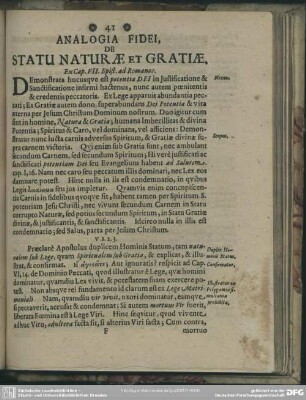 Analogia Fidei, De Statu Naturae Gratiae