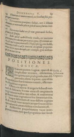 [Cursus Philosophici Disputatio Quinto, Respondente Petro Bergmanno Dantiscano.]