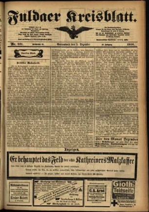 Zweite Ausgabe vom Samstag, den 05. Dezember 1908.