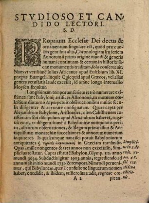 Chronologia Historiae Herodoti et Thucydidis : cui adiecta est series temporum mundi a prima conditione usque ad hunc annum 1593 deducta