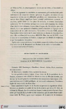 Sous-comité du Haut-Rhin: séance du 28 octobre 1865