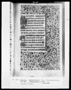 Stundenbuch: Text, von Rankenwerk umgeben