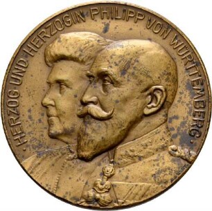 Medaille auf die Goldene Hochzeit von Herzog Philipp und Herzogin Marie Therese von Württemberg