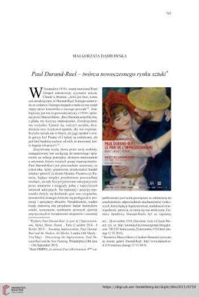 77: Paul Durand-Ruel  twórca nowoczesnego rynku sztuki*