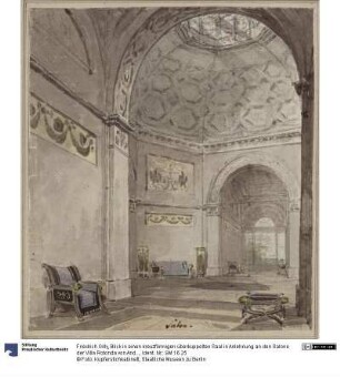 Blick in einen kreuzförmigen überkuppelten Saal in Anlehnung an den Salone der Villa Rotonda von Andrea Palladio