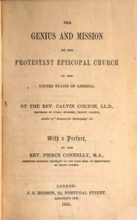 The Genius and Mission of the Protestant Episcopal Church in the United States of America