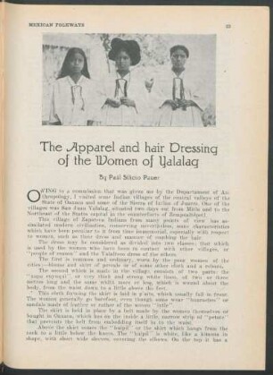 The apparel and hair dressing of the women of Yalalag