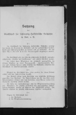 Satzung der Gesellschaft für Schleswig=Holsteinische Geschichte in Kiel, e. V.
