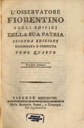 L' Osservatore Fiorentino Sugli Edifizj Della Sua Patria, 4