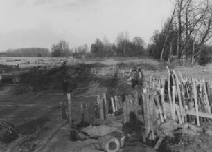 Durchbruch wegen Hochwasser am Rhein 1955
