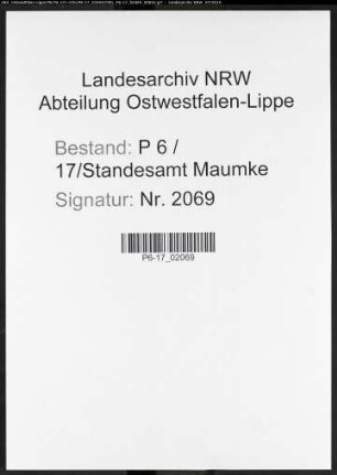 Sterberegister Standesamt Maumke