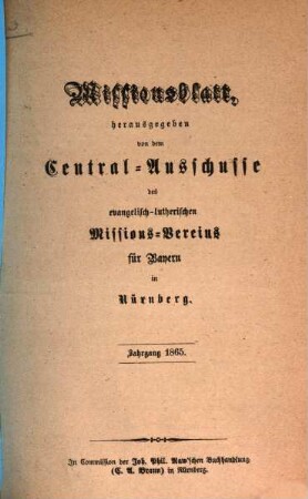 Missionsblatt. 1865
