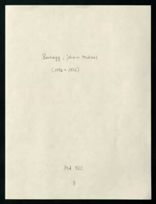 Brief von Johann Andreas Bernegg an den Literarischen Verein Stuttgart