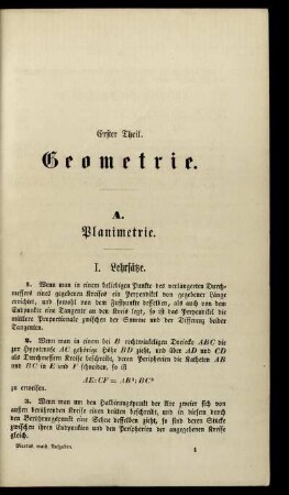Erster Theil. Geometrie.