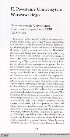 II. Powstanie Uniwersytetu Warszawskiego