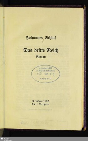 Das dritte Reich : Roman