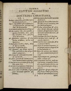 Summæ Capitum Augustini De Doctrina Christiana.