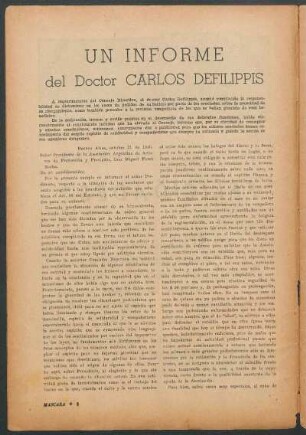 Un informe del Doctor Carlos Defilipis