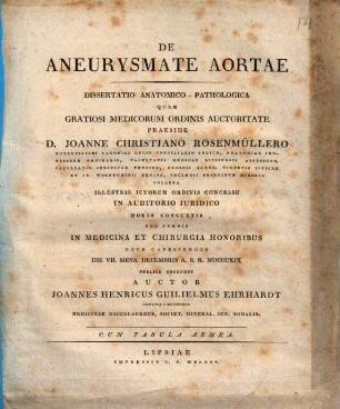 De aneurysmate aortae : Dissertatio anatomico-pathologica