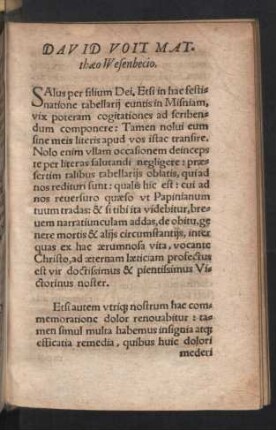David Voit Matthaeo Wesenbecio.