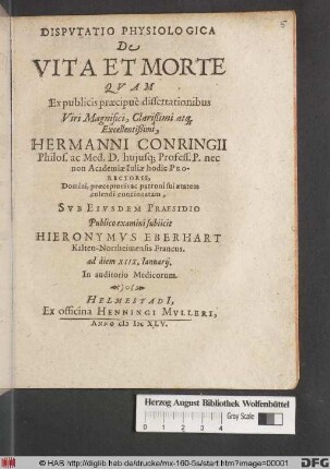 Disputatio Physiologica De Vita Et Morte