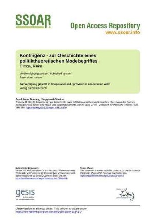 Kontingenz - zur Geschichte eines politiktheoretischen Modebegriffes