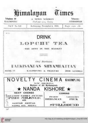 No. XII (12 November 1951)