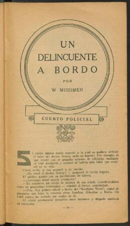 Un delincuente a bordo : Cuento policial