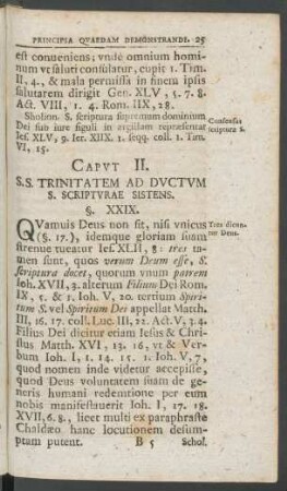 Caput II. S.S. Trinitatem Ad Ductum S. Scripturae Sistens