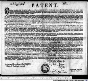 Patent. : München, den 23. Junii 1764. Ex Commissione Serenissimi Dni Dni Ducis & Electoris speciali; Joseph Wolf, Churfürstl. Hofraths-Secretarius.