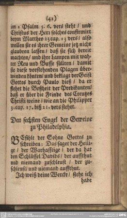 Der sechste Engel der Gemeine zu Philadelphia