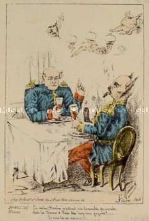 De Moltke: La valeur...- Karikatur auf Moltke und Trochu