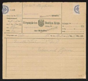 Brief von Eileen Bjørnson und Bjørn Bjørnson an Gerhart Hauptmann