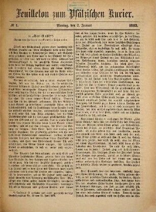Pfälzischer Kurier. Feuilleton zum Pfälzischen Kurier. 1882 = Jg. 15