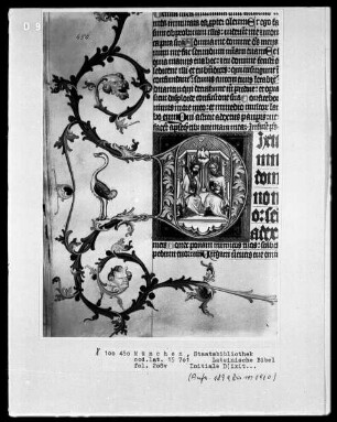 Lateinische Bibel — Initiale D (ixit) mit der Heiligen Dreifaltigkeit, Folio 208verso