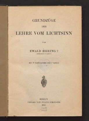 Grundzüge der Lehre vom Lichtsinn