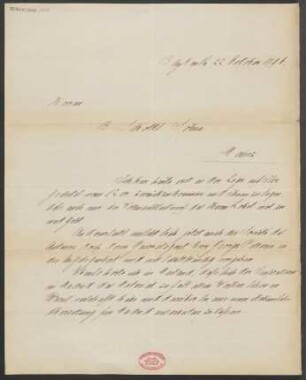 Brief an B. Schott's Söhne : 22.10.1896