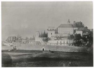 Frauenstein, Ansicht von Stadt und Schloss nach dem Brand von 1869