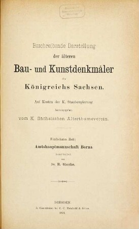 Beschreibende Darstellung der älteren Bau- und Kunstdenkmäler des Königreichs Sachsen. 15, Amtshauptmannschaft Borna