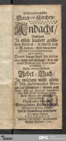 Würtembergische Hauß- und Kirchen-Andacht