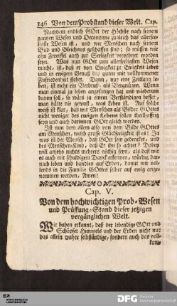 Cap. V. Von dem hochwichtigen Prob-Wesen und Prüffung-Stand dieser jetzigen vergänglichen Welt.