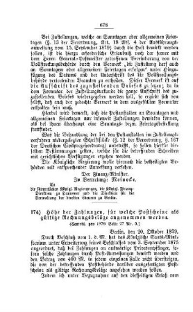 Höhe der Zahlungen, für welche Postscheine als gültige Rechnungsbelege angenommen werden : [I. Allgemeine Verhältnisse]