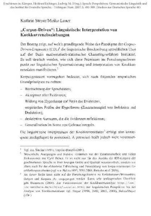 "Corpus-Driven": Linguistische Interpretation von Kookkurrenzbeziehungen