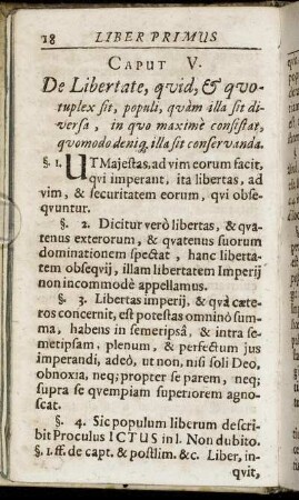 Caput V. De Libertate, quid & quotuplex sit ...