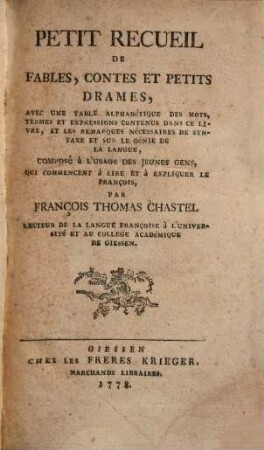 Petit Recueil de Fables