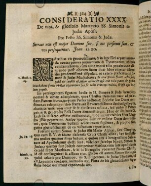 314-323, CONSIDERATIO XL. De vita, & glorioso Martyrio SS. Simonis & Judae Apost.
