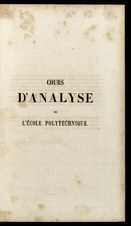 Tome 1: Cours d'analyse de l'école polytechnique. Tome 1