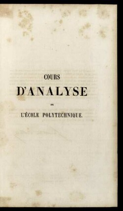 Tome 1: Cours d'analyse de l'école polytechnique. Tome 1