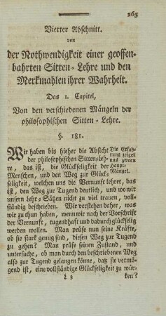 Das I. Capitel, Von den verschiedenen Mängeln der philosophischen Sitten-Lehre.